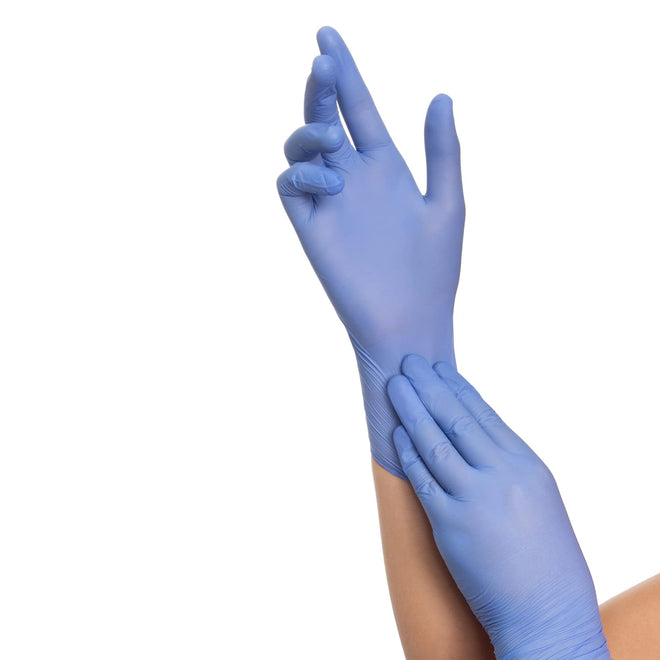Load image into Gallery viewer, HALYARD AQUASOFT Nitrile Exam Gloves, Non-Sterile, Powder-Free, 3.1 mil, 9.5&quot;, Blue, X-Large, 43936 (Case of 2500)
