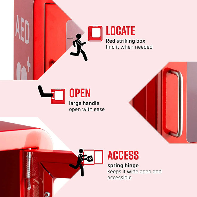 Load image into Gallery viewer, Stainless Steel AED Cabinet | With Door-Activated AlarmStainless Steel AED Cabinet | Wall Mount Storage Cabinet for Defibrillators | Compact AED Surface Mount Cabinet
