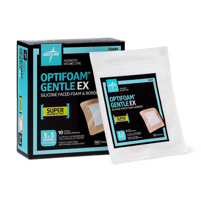 Load image into Gallery viewer, Medline Optifoam Gentle EX Bordered Foam Adhesive Dressing, 3&quot; x 3&quot; (100 Count)
