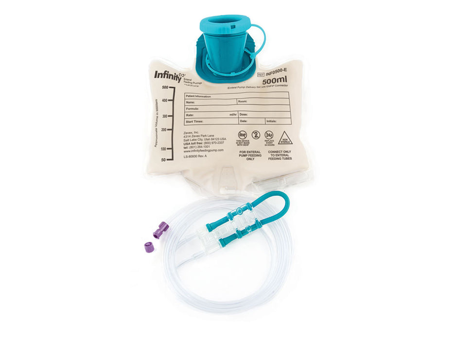 Moog INF500-E  Enteral Feeding Pump Bag Set With ENFit® Connector Infinity® 500 ML Silicone (30 Count )