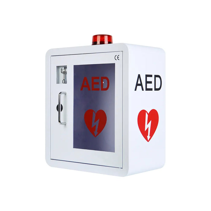 Stainless Steel AED Cabinet| With Emergency Strobe Light, Door-Activated Alarm & Key