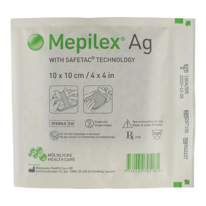 Load image into Gallery viewer, Molnlycke Mepilex AG Foam Dressing W/Silver 4&quot; X 4&quot; 5/bx
