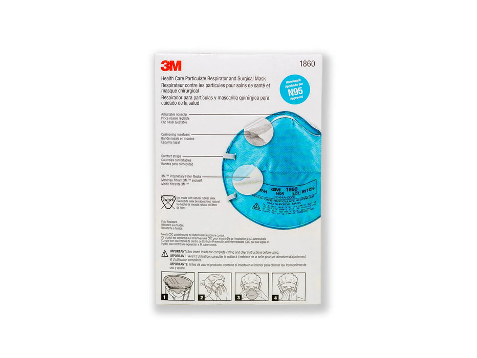 3M™ Health Care Particulate Respirator and Surgical Mask 1860, N95